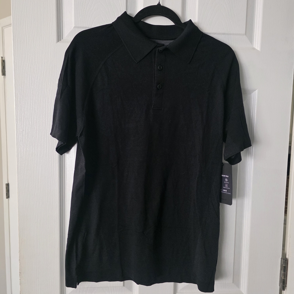 Men Fabletics Jet Black Polo Shirt Size Medium